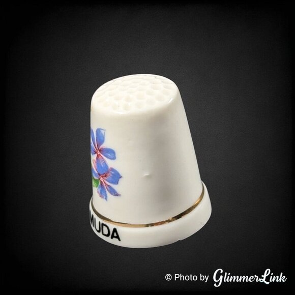 Bermuda Floral Souvenir Porcelain Collectible Thimble - Picture 3 of 8